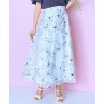 スカート 「大きいサイズ」オーガンジーシアー花柄スカート marun