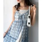 ワンピース 「mily bilet」大人の甘さを引き立てる。チェックチュールフリルティアードキャミワンピース