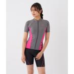 水着 無地脇ロゴZIP半袖セパレート水着 レディース