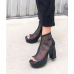 ショッピングブーツサンダル 「R&E」 オープントゥブーツ M ブラック レディース