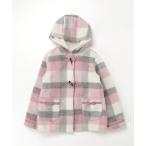「mezzo piano」 「KIDS」チェック柄ダッフルコート 140 ピンク キッズ