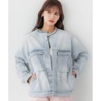 デニムジャケット gジャン ノーカラーデニムジャケット レディース