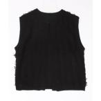 ベスト ジレ フリンジニットベスト レディース