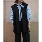 ベスト ジレ ポンチペプラムクルーネックジレ レディース