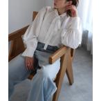 ブラウス シャツ 前後2WAYボリュームスリーブスリムボウタイブラウス レディース