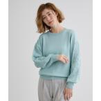 ニット セーター 袖コード刺繍ニットプルオーバー レディース