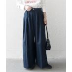 パンツ SHIPS any_「洗濯機可能」リネン ミックス タック フレア ワイド パンツ レディース