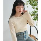 tシャツ フラワーストレッチレース ロンT レディース