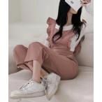 オールインワン スクエアネックフリルジャンプスーツ レディース