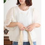 スマホショルダー tシャツ RELACLO select オーガンジーレイヤード袖バルーンプルオーバーカットソー レディース
