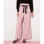 パンツ リボンベルト付きワイドパンツ レディース