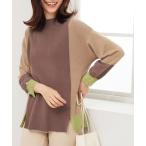 ショッピングベルーナ ニット セーター 配色デザイン編地切替ニットプルオーバー レディース