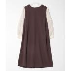 ワンピース 袖レース切替デザインきれい見えワンピース