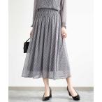 スカート 幾何柄シフォンスカート/洗える