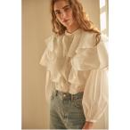 ブラウス シャツ Martine Cotton-poplin Blouse ラッフルケープBL レディース