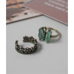 指輪 リング 「 Port / ポート 」 ヴィンテージライク バタフライ デザイン リング ( 2点セット ) レディース