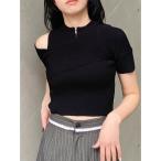 ニット セーター ワンサイドオフショルジップニット レディース