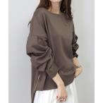 tシャツ ポンチサイドファスナー袖タックプルオーバー レディース