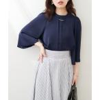 ブラウス シャツ メタルチャーム付き7分袖ブラウス レディース