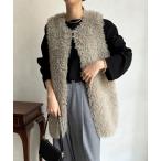 「DouDou」 ベスト FREE グレイッシュベージュ レディース