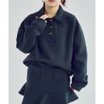 トレーナー スウェット GANNI/ ガニー Heavy Fleece Drop Shoulder Polo レディース