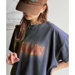 tシャツ 1枚で着映える。平和グラフィックスプレー風ロゴ半袖Tシャツ(オーバーサイズ) レディース