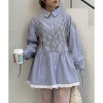 ブラウス シャツ ストライプミニワンピースシャツ レディース