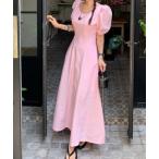 ワンピース パフスリーブAラインワンピース