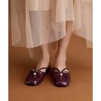 サンダル パールアクセント ボウフラットミュール レディース