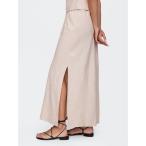 スカート リネンブレンドスリットミディスカート