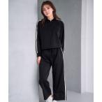 パジャマ ルームウェア 「ドロストセットアップワンマイルウェア」ハーフジップ ライン ジャージ風 長袖 上下セット レディース