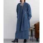 ノーカラーコート コート 「セットアップ対応」デニムショップコート レディース メンズ