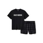 tシャツ チェック柄パジャマショーツセット メンズ