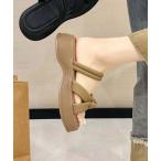ショッピング厚底 サンダル サンダル 「shoes 365」リボンデザインダブルストラップ厚底サンダル レディース
