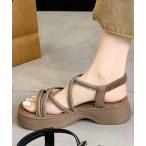 サンダル 「shoes 365」ロープストラップ厚底サンダル レディース