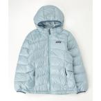 「patagonia」 「KIDS」ワンポイントダウンジャケット L ブルー キッズ