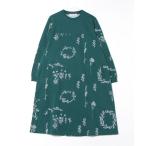 ワンピース 40/20裏毛 フラワーリース刺繍ワンピース