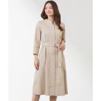 ワンピース ピケストレッチ　スキッパーワンピース