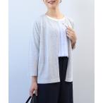 カーディガン 「L〜5L 大きいサイズ」「接触冷感」シャイニーヤーンクルーネックカーディガン レディース