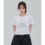 tシャツ 「OY/オーワイ」 CRYSTAL DOLLY CROPPED TEE/クリスタルオードリークロップ半袖Tシャツ レディース