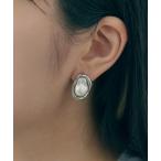 イヤリング グラスパール × メタル フレーム イヤリング レディース