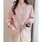 ブラウス シャツ ピンタックフリル襟カラーシャツ レディース