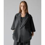 ジャケット テーラードジャケット 「CLEL」Linen Blend Double Lapel Short Sleeve Tailored Jacke