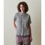 ブラウス シャツ 「Steven Alan」クレープ チェック ハーフスリーブ シャツ レディース