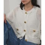 カーディガン 「WEB限定」メタルボタンリネンカーディガン レディース