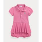 ベビー服 ロンパース ストレッチ メッシュ ペプラム ポロ ショートオール