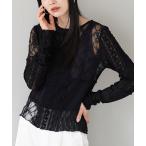 tシャツ シアーレース パッチワークカットソー レディース