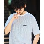 tシャツ 限定展開 WILD THINGS×FREAK'S STORE/ワイルドシングス 別注 ビッグシルエット マイクロボーダー Tシャツ メンズ