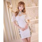 ドレス キャバドレス ミニ タイト 半袖 クロスネックレースオフショルダーサイド切替ドレス