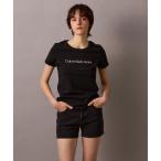 tシャツ メタリックロゴ スリム Tシャツ レディース